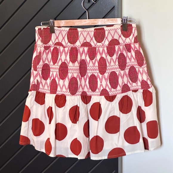 Anthropologie Dresses & Skirts - Anthropologie polka dot skirt with smocked waist. Size M. Excellent condition!